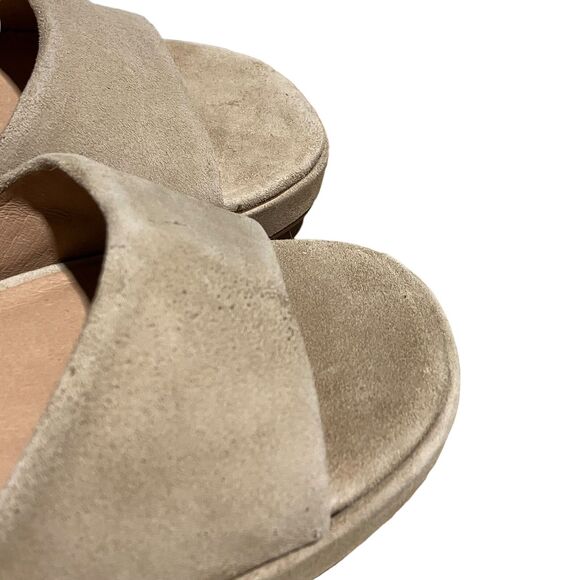 Madewell  Chunky Platform Sandals 6 Beige Suede Strappy Block Heel Retro Y2K - Picture 4 of 11